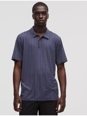 Mens Lululemon Sport Short Sleeve Patterned Polo Shirt Size Large Like NEW